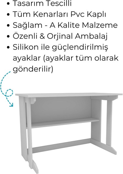 Pillar Kütüphaneli Geniş Çalışma Masası 100X56 cm Beyaz fiyatları