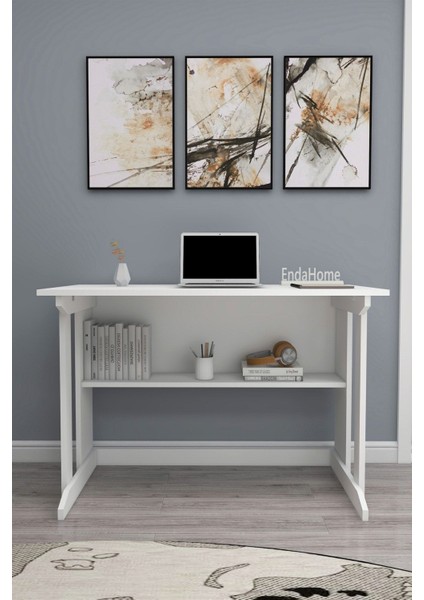 Pillar Kütüphaneli Geniş Çalışma Masası 100X56 cm Beyaz modelleri