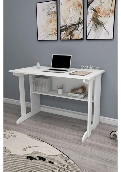 Pillar Kütüphaneli Geniş Çalışma Masası 100X56 cm Beyaz fırsatları