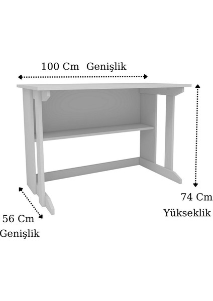Pillar Kütüphaneli Geniş Çalışma Masası 100X56 cm Beyaz indirimleri