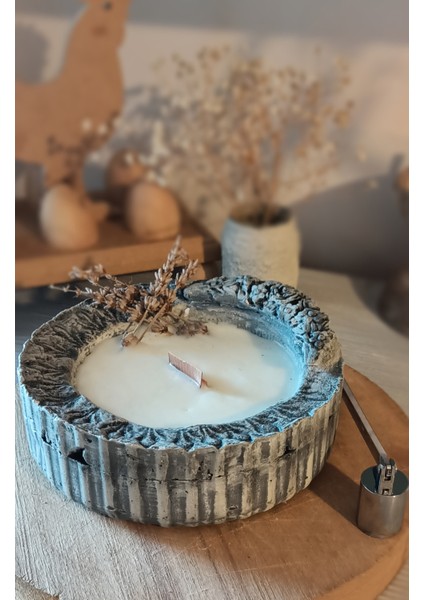 Bohemmum Özel Seri Tasarım Soya Wax Mum/ 200CC / Lavanta Kokulu Mum / Hediyelik Beton Tasarım Mum