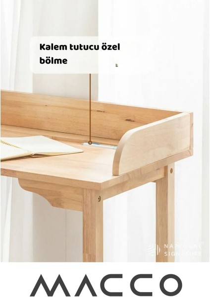 Natural Signature By Macco - Tekerlekli Yüksek Çalışma Masası (Ergonomik ve Masif Kauçuk Ağacı)