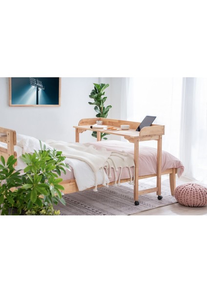 Natural Signature By Macco - Tekerlekli Yüksek Çalışma Masası (Ergonomik ve Masif Kauçuk Ağacı)