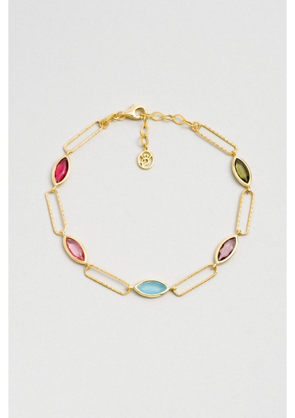 Büyüleyici Markiz 18 Ayar Sarı Altın Kaplama 20 cm Gümüş Bileklik