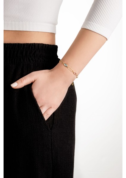 Büyüleyici Markiz 18 Ayar Sarı Altın Kaplama 20 cm Gümüş Bileklik fırsatları