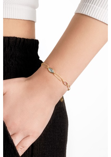 Büyüleyici Markiz 18 Ayar Sarı Altın Kaplama 20 cm Gümüş Bileklik indirimleri