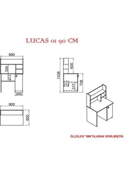 Lucas 01 90 cm Çalışma Masası LC05