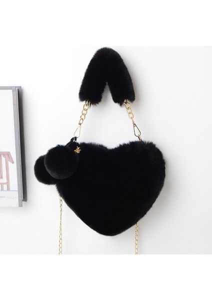 Bayan Tote Çanta Peluş Çanta Moda Kadın Omuz Çantası Kalp Şeklinde Crossbody Çanta Hobo Çanta (Yurt Dışından)