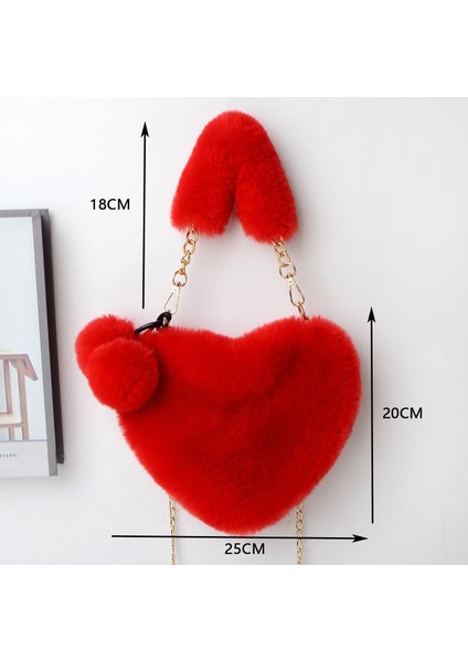 Bayan Tote Çanta Peluş Çanta Moda Kadın Omuz Çantası Kalp Şeklinde Crossbody Çanta Hobo Çanta (Yurt Dışından) modelleri