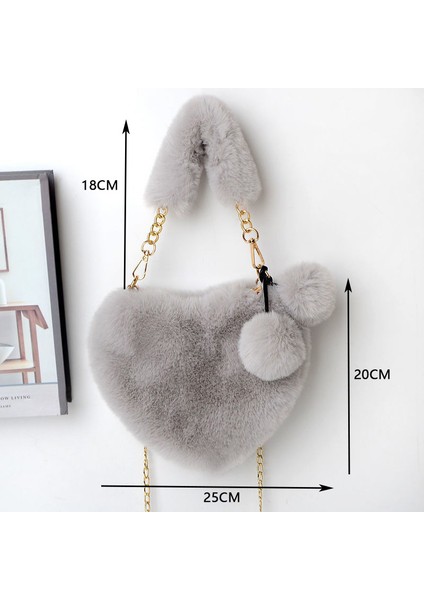 Bayan Tote Çanta Peluş Çanta Moda Kadın Omuz Çantası Kalp Şeklinde Crossbody Çanta Hobo Çanta (Yurt Dışından) fiyatları