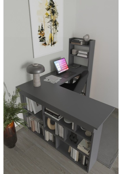 Venedik 13 Raflı Çalışma Masası, Antrasit