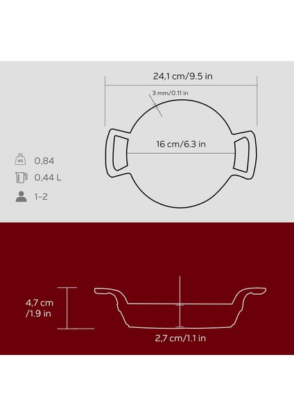 Sahan Yuvarlak Kırmızı 16 cm