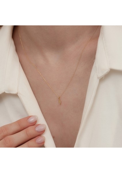 Jewel 14 Ayar Altın Modern Geometrik Taşlı Kolye fiyatları