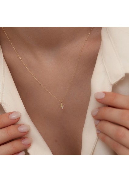 Jewel 14 Ayar Altın Modern Geometrik Taşlı Kolye modelleri