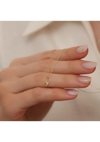 Jewel 14 Ayar Altın Modern Geometrik Taşlı Kolye indirimleri