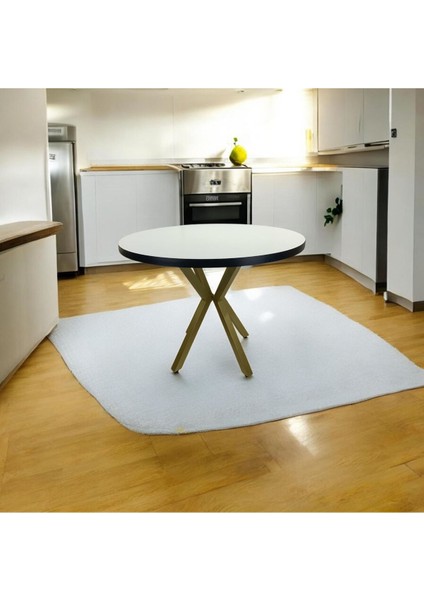 Beyaz Yuvarlak Yemek Masası Gold Renk Ayak fiyatları