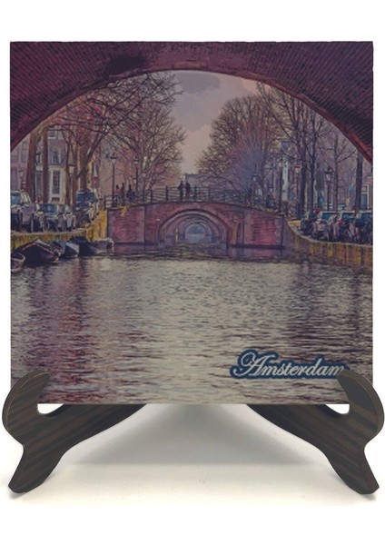 Amsterdam Görseli Baskılı Mdf Masaüstlük 10X10