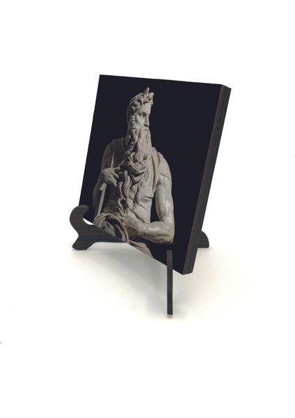Musa'nın Hükmü Heykeli (Heykeltıraş: Michelangelo) Baskılı Mdf Masaüstlük 10X10