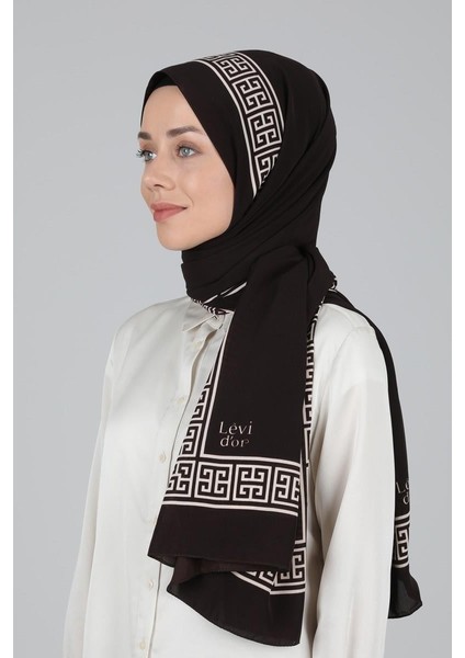 Mat Siyah Desenli Medine İpeği Şal