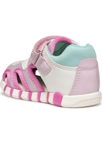 Kız Bebek Beyaz B Sandal Iupidoo A - Synt + Mesh Bantlı Kumaş Sandalet B5517C0BC14C0563