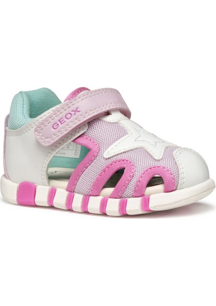 Kız Bebek Beyaz B Sandal Iupidoo A - Synt + Mesh Bantlı Kumaş Sandalet B5517C0BC14C0563