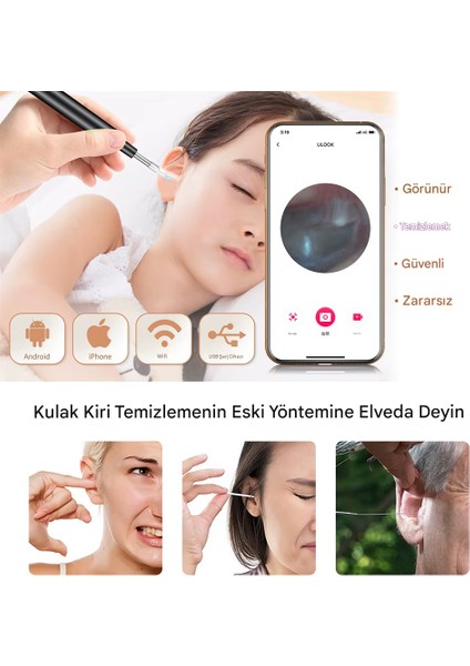 Kameralı LED Işıklı Kablosuz 1080P Kulak Temizleme Cihazı indirimleri