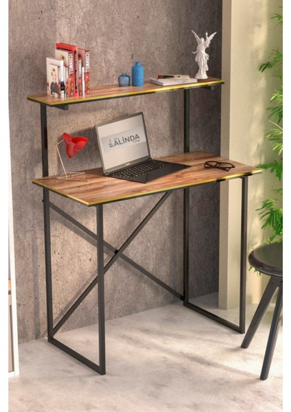 90CM Ceviz Renk Raflı Çalışma Masası fiyatları