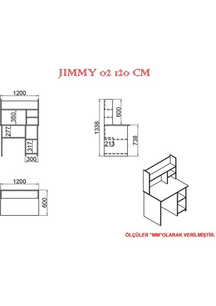 Jimmy 02 120 cm Çalışma Masası JM04