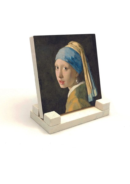 Inci Küpeli Kız (Johannes Vermeer, 1665 Baskılı Taş Masaüstlük 10X10