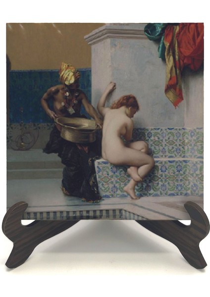Türk Hamamında Iki Kadın (Jean-Léon Gérôme, 1872) Baskılı Mdf Masaüstlük 10X10