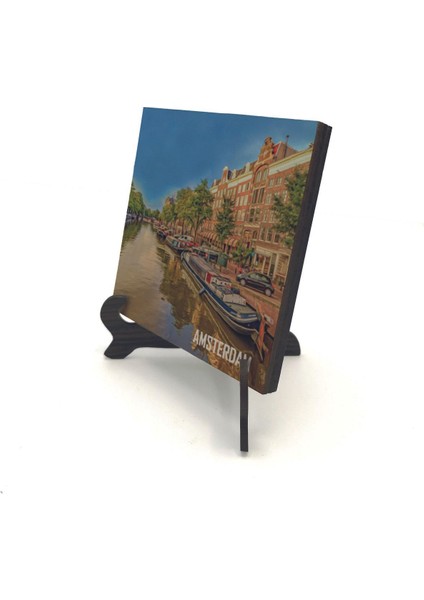 Amsterdam Görseli Baskılı Mdf Masaüstlük 10X10