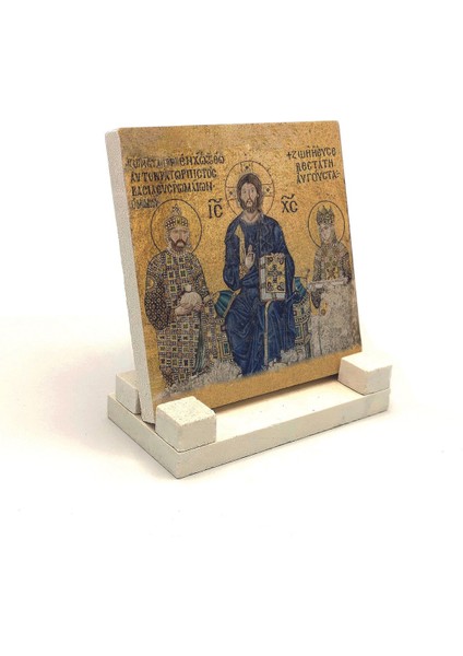 Ayasofya Deesis Mozaiği Baskılı Taş Masaüstlük 10X10