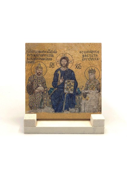 Ayasofya Deesis Mozaiği Baskılı Taş Masaüstlük 10X10