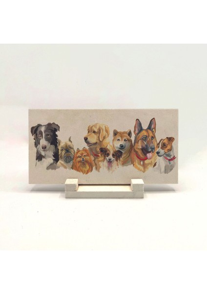 Sevimli Köpekler Baskılı Taş Masaüstlük 10X20