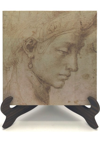 Baş Etüdü (Leonardo Da Vinci) Baskılı Mdf Masaüstlük 10X10 fiyatları