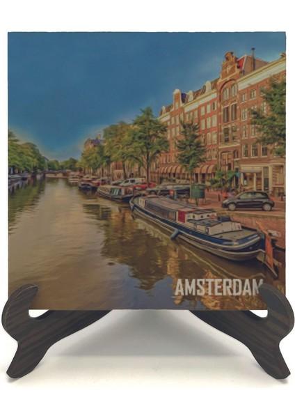 Amsterdam Görseli Baskılı Mdf Masaüstlük 10X10