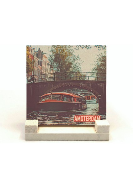 Amsterdam Görseli Baskılı Taş Masaüstlük 10X10