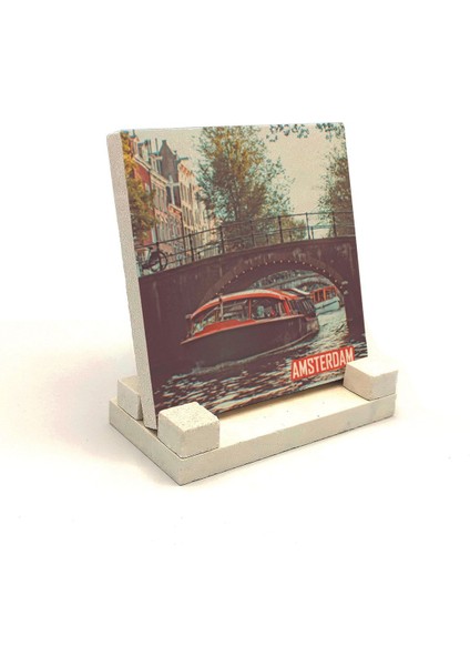 Amsterdam Görseli Baskılı Taş Masaüstlük 10X10