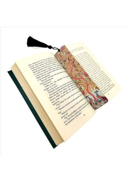 Tavuskuşu ve Yaşam Ağacı Baskılı, Püsküllü Kitap Ayracı (Hediyelik BOOKMARK,AYRAÇ-121) fiyatları