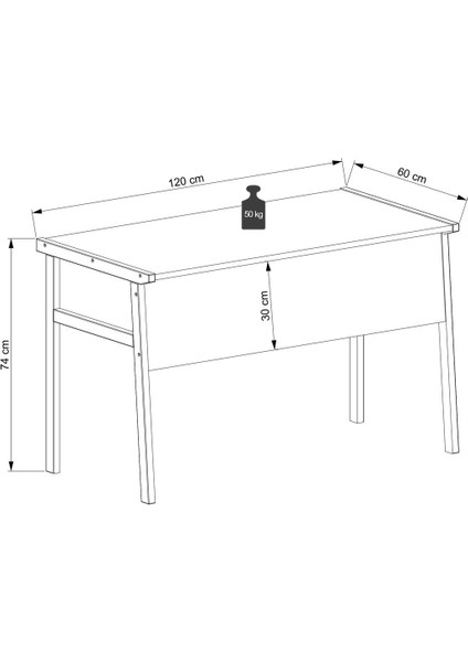 Zenith Çalışma Masası 120CM Antrasit Ceviz