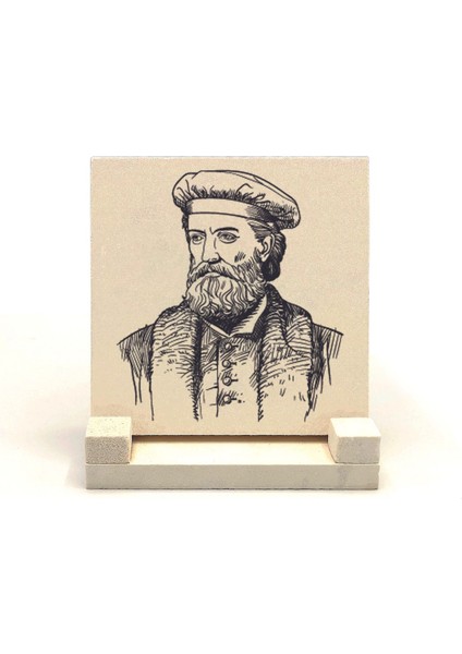 Italyan Kaşif?marco Polo Baskılı Taş Masaüstlük 10X10