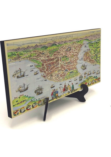 Bizans Haritası Baskılı Mdf Masaüstlük 10X20