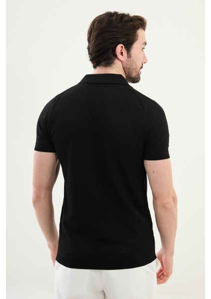 Triko Polo Fermuarlı Yaka