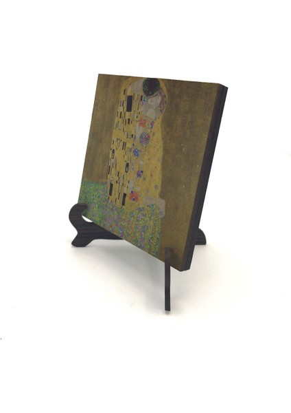 Öpücük (Gustav Klimt, 1907) Baskılı Mdf Masaüstlük 10X10