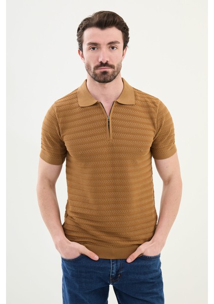 Triko Polo Fermuarlı Yaka
