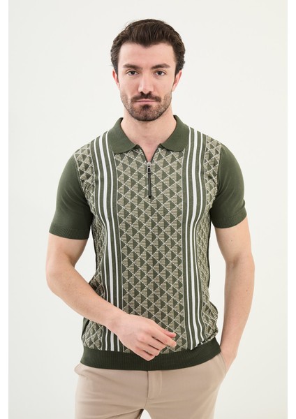Triko Polo Fermuarlı Yaka