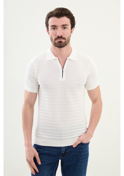 Triko Polo Fermuarlı Yaka
