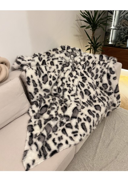 Peluş Örtü Kaymaz Koltuk Örtüsü Leopar Desenli Koltuk Örtüsü 200 x 150 cm