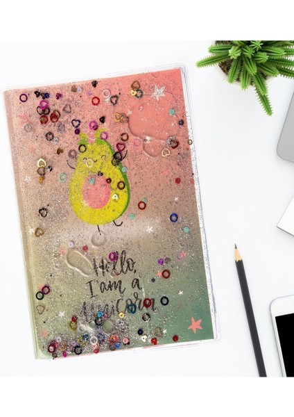 Simli ve Sulu Kapaklı Desenli A5 Defter