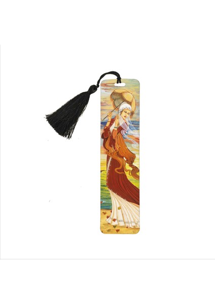 Şemsiyeli Kız Baskılı, Püsküllü Kitap Ayracı (Hediyelik BOOKMARK,AYRAÇ-112)